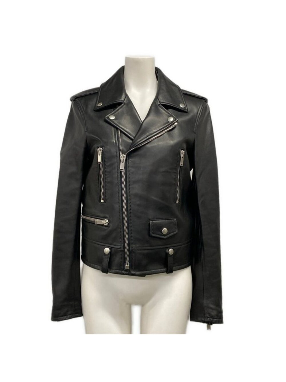 Saint Laurent Paris Rider's Jacket S Black Long Sleeve Leather Zip Up